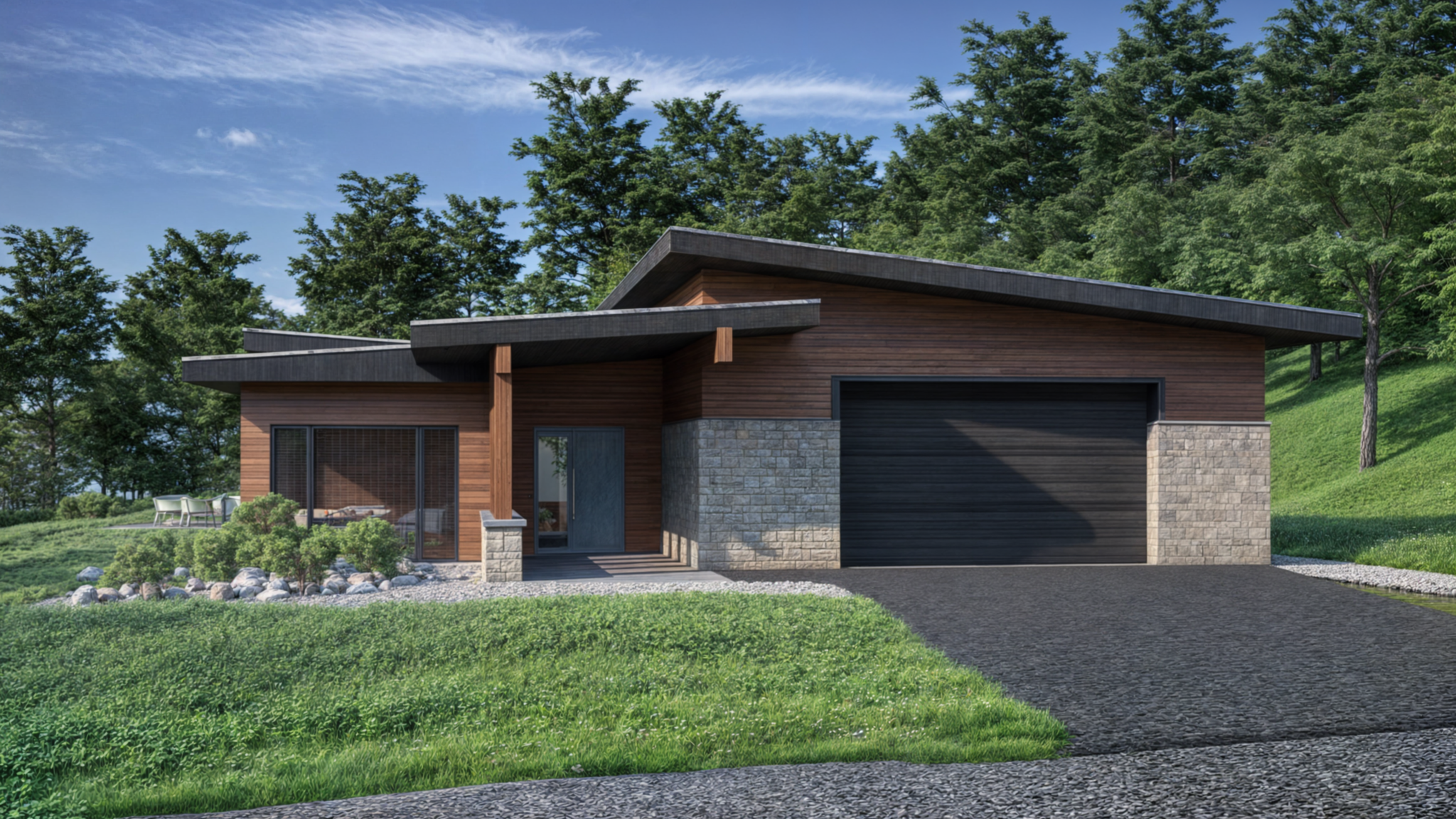 Gatineau Park Modern bungalow - architectural project rendering