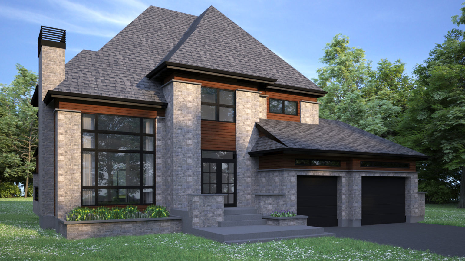 Contemporary 2 story Gatineau - architectural project rendering