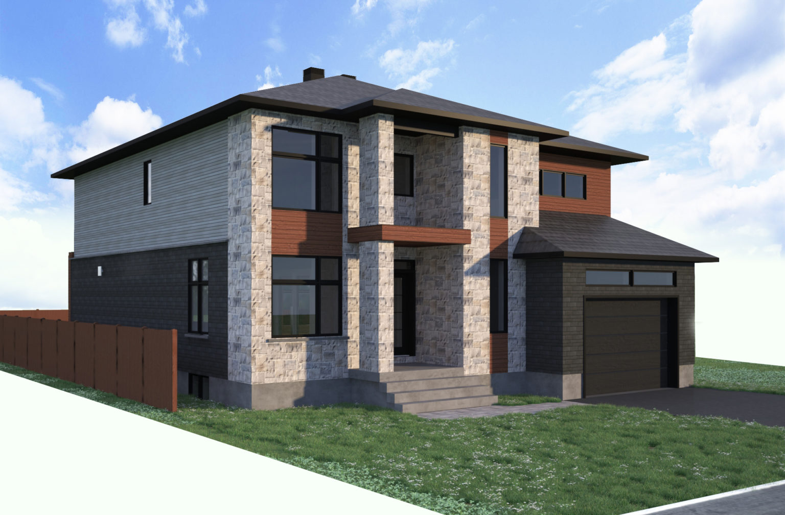 Gatineau 2 Story Modern - architectural project rendering