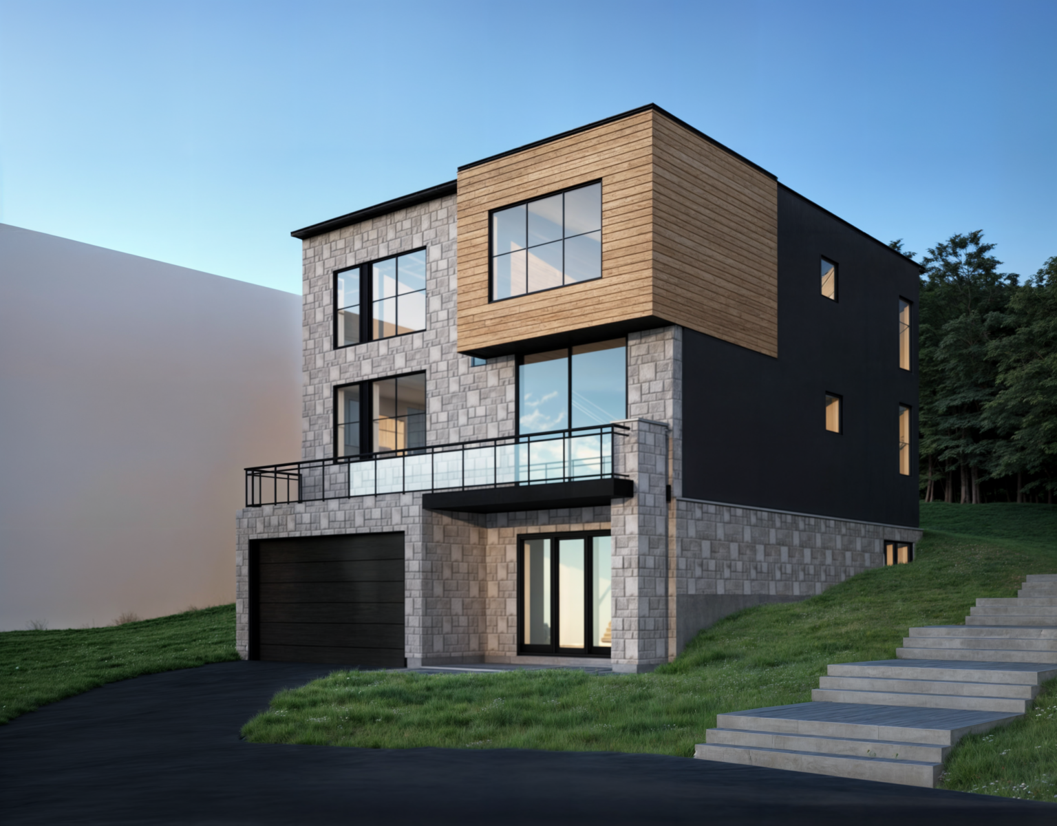 Hull Modern 2 story - architectural project rendering