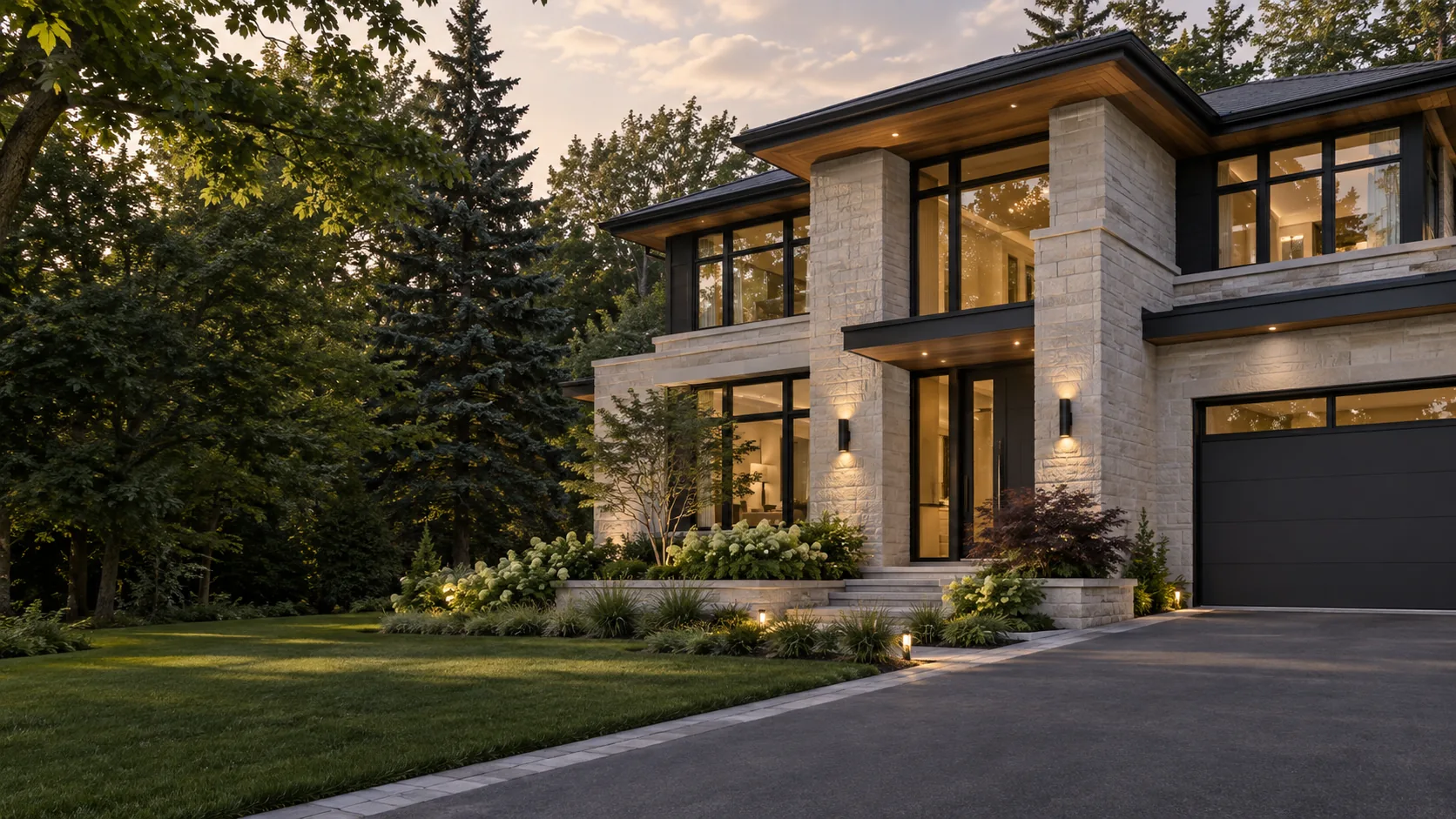 Illustrative 3D rendering of a contemporary home